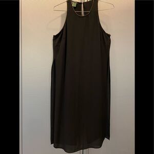 BEBE SLEEVELESS LONG BLACK TUNIC CROP OPEN BACK M